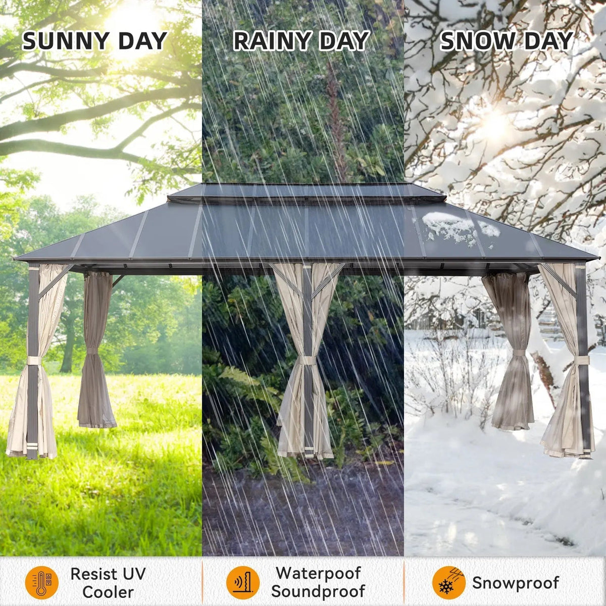 EROMMY 12x20 Large Gazebo with a Double Roof