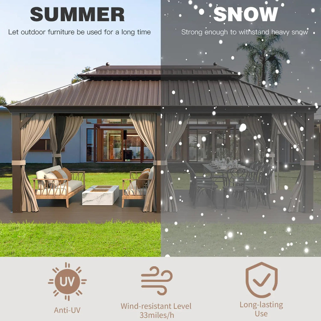 EROMMY 12X20 Hardtop Gazebo with Netting for Deck and Patio