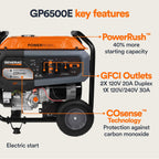 Generac 8,125 Starting Watt Portable Gas Generator – Includes Extension Cord