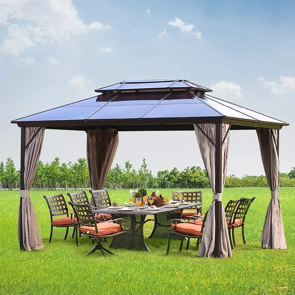 EROMMY 10X13 Gazebo with Polycarbonate Double Roof