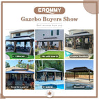 EROMMY 12X20 Hardtop Gazebo with Netting for Deck and Patio