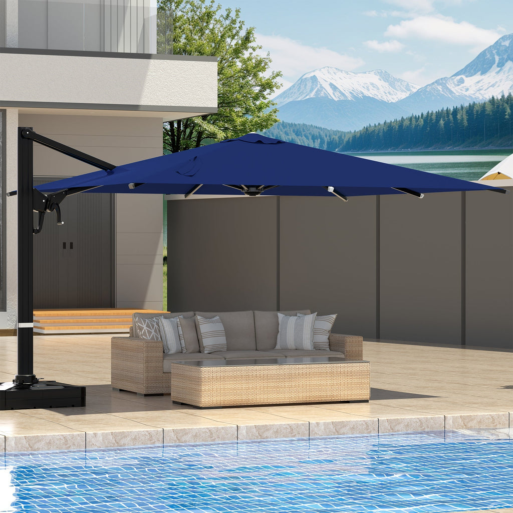 EROMMY 10 × 13 Cantilever Patio Umbrella, Base Excluded – Navy