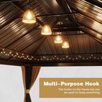 EROMMY 12X22 Hardtop Rectangular Gazebo with Metal Double Roof