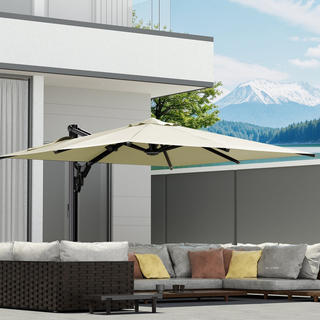 EROMMY 10 x 10 Outdoor Square Offset Umbrella with Sturdy Frame, Base Excluded - Yellow