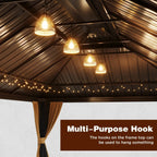 EROMMY 12X22 Gazebo with Double Galvanized Steel Roof
