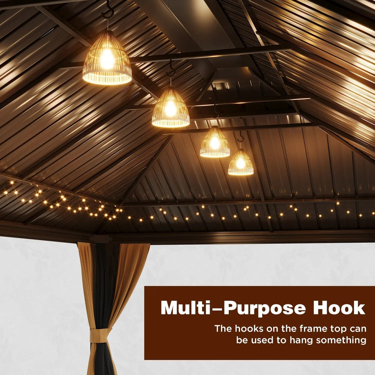 EROMMY 12X22 Gazebo with Double Galvanized Steel Roof