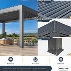 EROMMY 12x16 Pergola with Waterproof Roof Panels – Grey