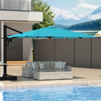 EROMMY 10 x 13 Outdoor Large Offset Umbrella, Base Excluded - Blue