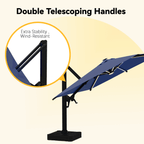 EROMMY 10 X 10 Outdoor Weather-resistant Umbrella with LED, Base Excluded - Navy