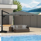 EROMMY 10 x 13 Outdoor Large Offset Umbrella, Base Excluded - Gray