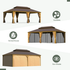 EROMMY 14X22 Hardtop Privacy Carport with Insect Screen