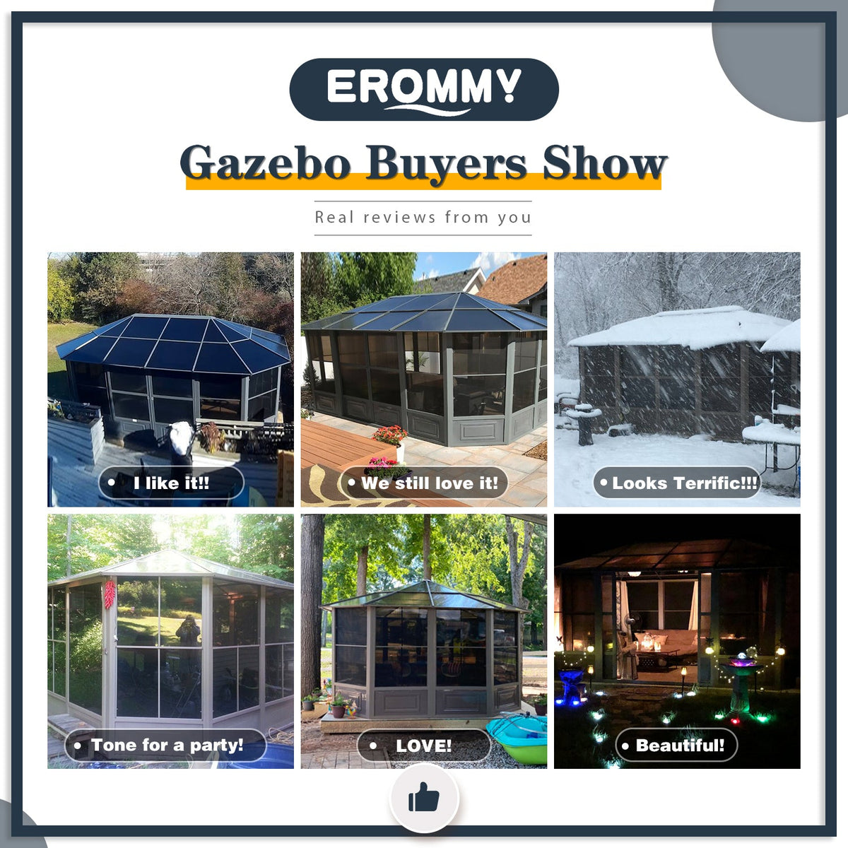 EROMMY 12X18 Solarium Room for 4 Season with Sliding Door – Grey
