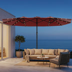 EROMMY 15 X 9 Double-Sided Large Umbrella with Solar LED - Red