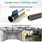 EROMMY 14x24 FT Heavy Duty Carport - Galvanized Steel Frame Car Shelter with Reinforced Base, Enclosed Storage Shed for Cars & Trucks, Grey