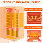 EROMMY 2-Person Indoor Infrared Sauna for Home, Far Infrared Sauna with Red Light Therapy, Chromotherapy Lighting, 6 Carbon Heaters & Bluetooth Speaker, Natural Wood
