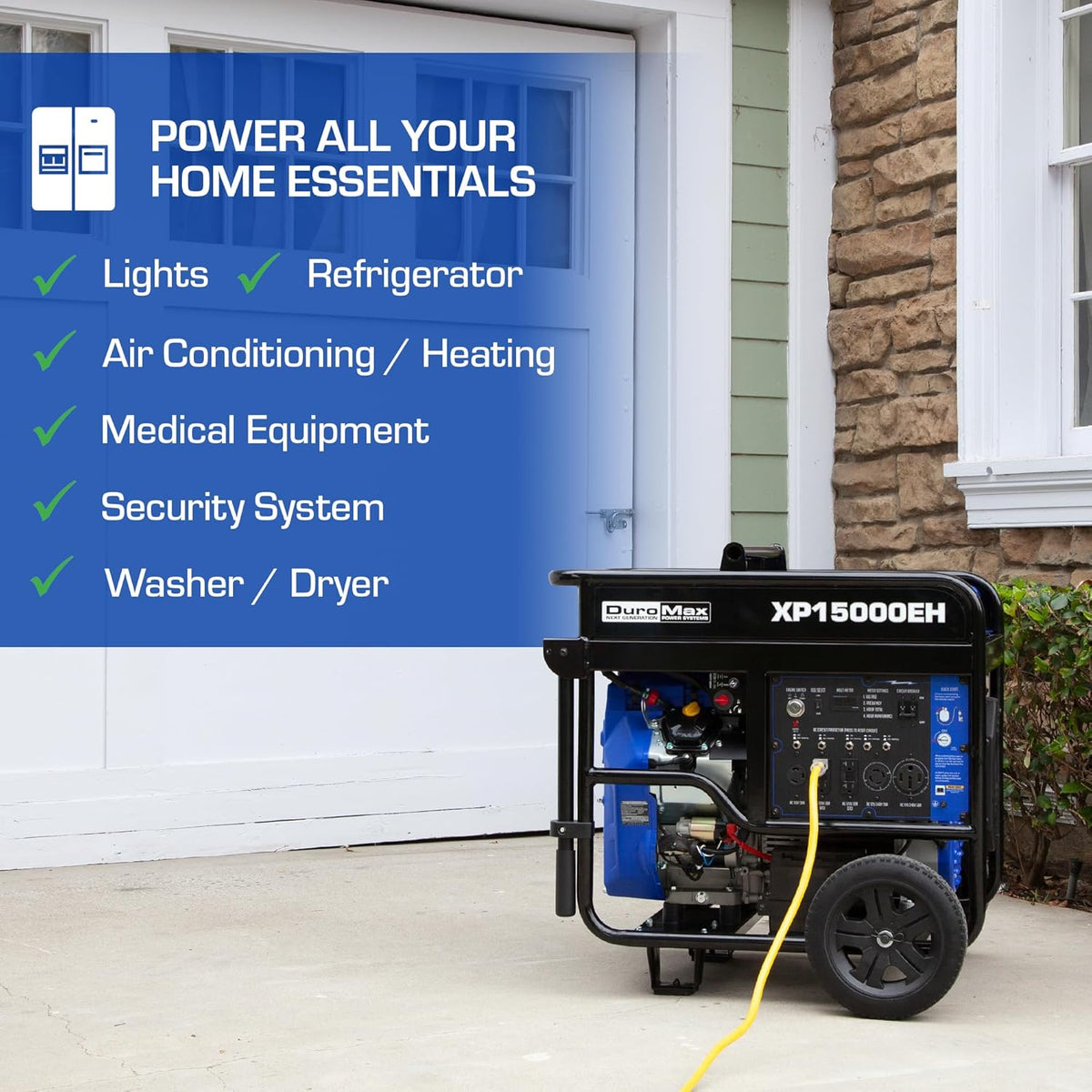 DuroMax XP13000EH Dual Fuel Portable Generator 13000 Watt Gas