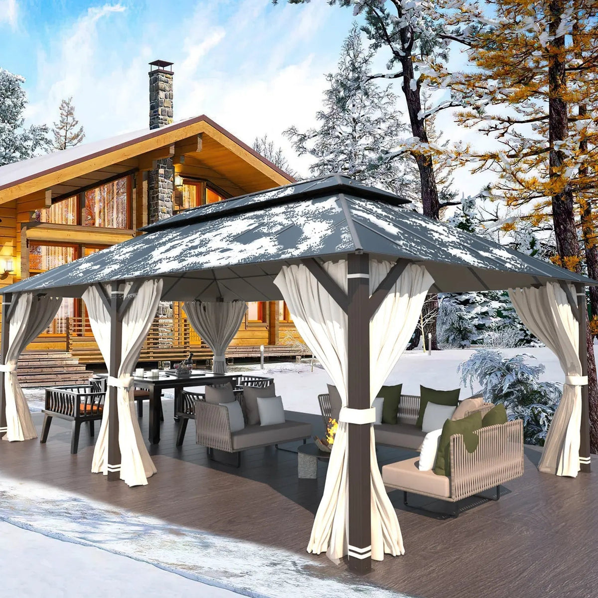 EROMMY 12x20 Large Gazebo with a Double Roof
