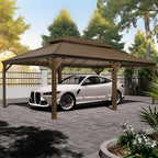 EROMMY 14X22 Hardtop Privacy Carport with Insect Screen