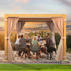 EROMMY 10X10 Pergola with Louvered Adjustable Roof – Wood Grain
