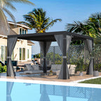 EROMMY 12x12 Pergola with Louvered Roof – Dark Grey