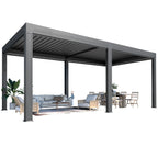 EROMMY 10x20 Aluminum Louvered Pergola with Pull-down Screen – Grey