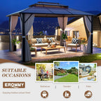 EROMMY 10X13 Gazebo with Polycarbonate Double Roof
