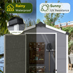 4x6 FT Outdoor Storage Shed, Weather-Resistant Shed with Lockable Double Doors & Built-In Floor, Sloped Roof Outdoor Shed for Backyard, Patio & Lawn, Gray
