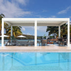 EROMMY 12x20 Large Aluminum Pergola with Louvered Canopy – White