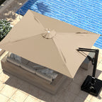 EROMMY 10 x 13 Outdoor Large Offset Umbrella, Base Excluded - Brown