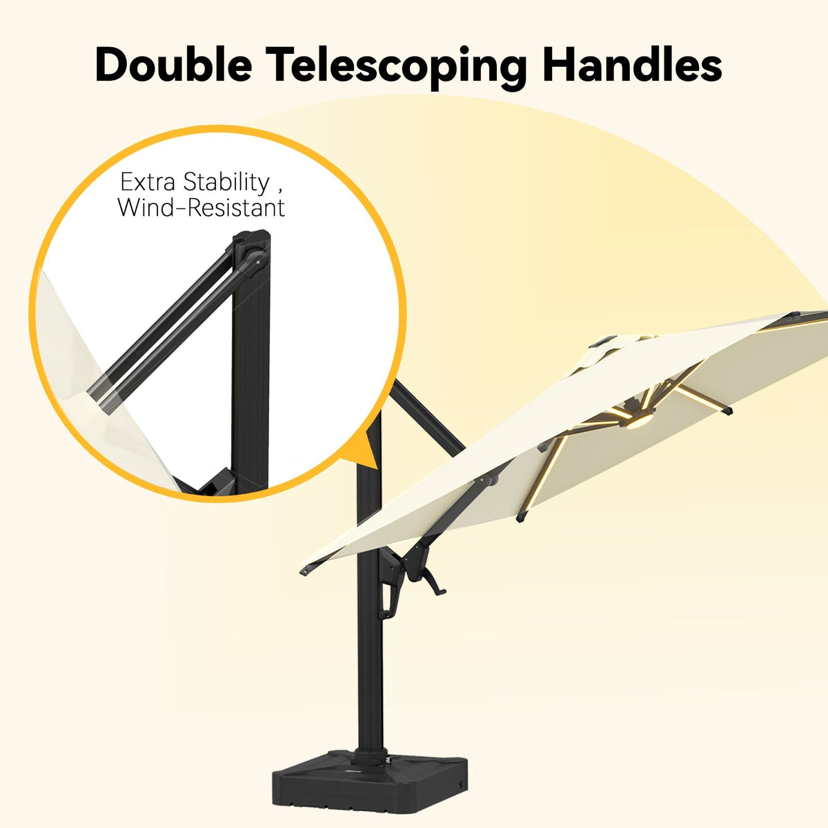 EROMMY 10 X 10 Outdoor Weather-resistant Umbrella with LED, Base Excluded - Yellow