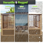 EROMMY 10X12 Wall Mounted Sunroom with Prefab 4-season Design – Brown