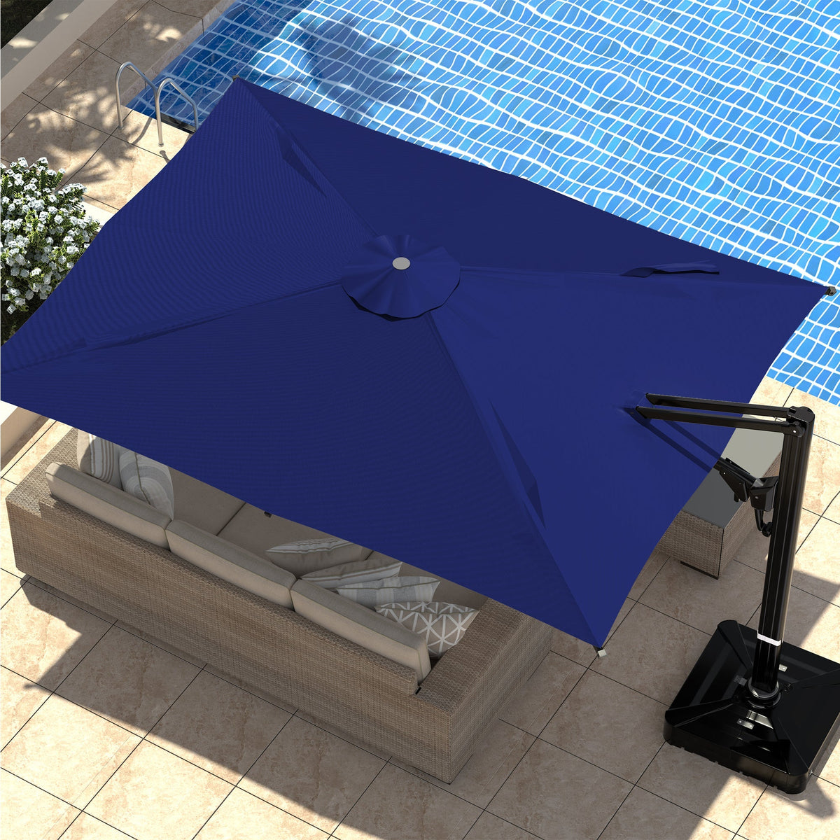 EROMMY 10 × 13 Cantilever Patio Umbrella, Base Excluded – Navy