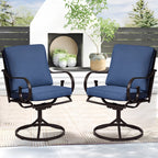 Erommy  Patio Swivel Chair Set of 2, Outdoor Dining Chairs with Cushions, Blue