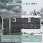 EROMMY 14x24 FT Heavy Duty Carport - Galvanized Steel Frame Car Shelter with Reinforced Base, Enclosed Storage Shed for Cars & Trucks, Grey