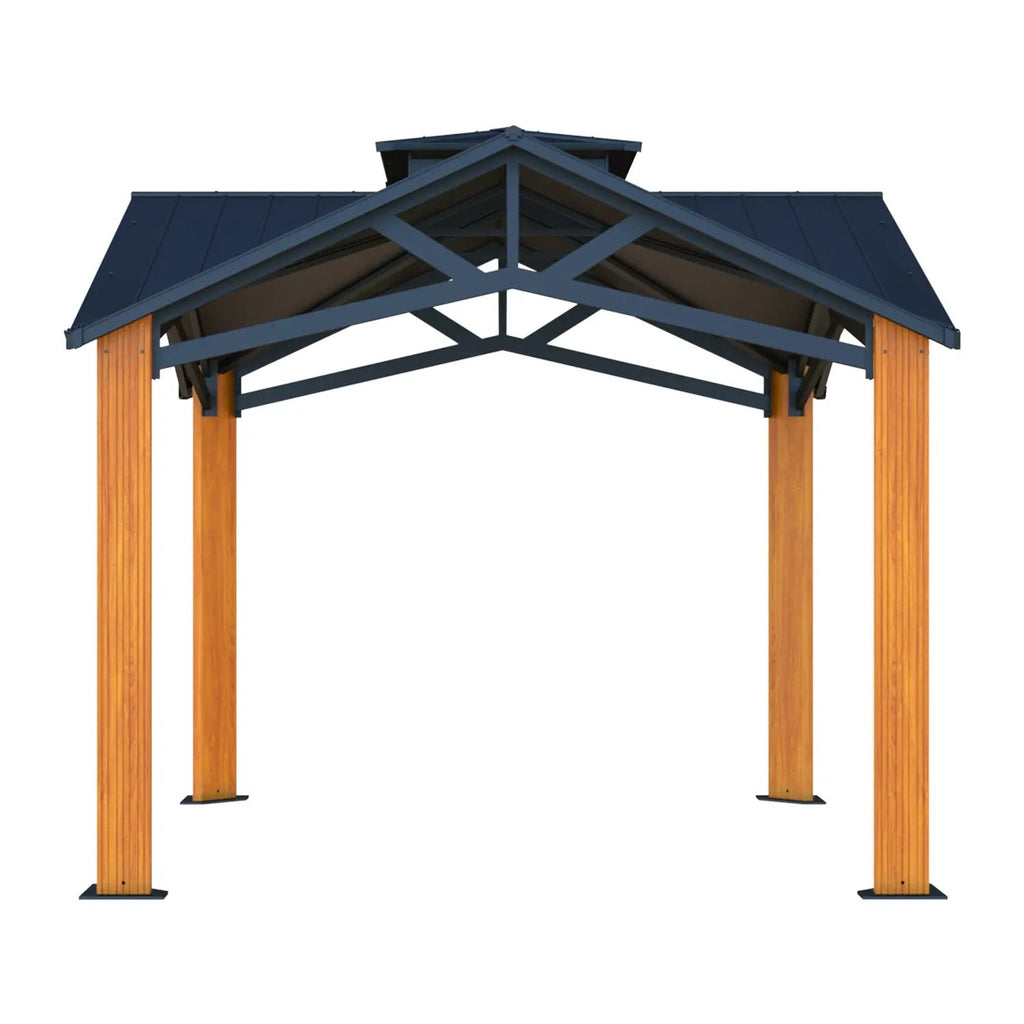 EROMMY 12X12 Hardtop Grill Gazebo with Ventilated Galvanized Steel Roof