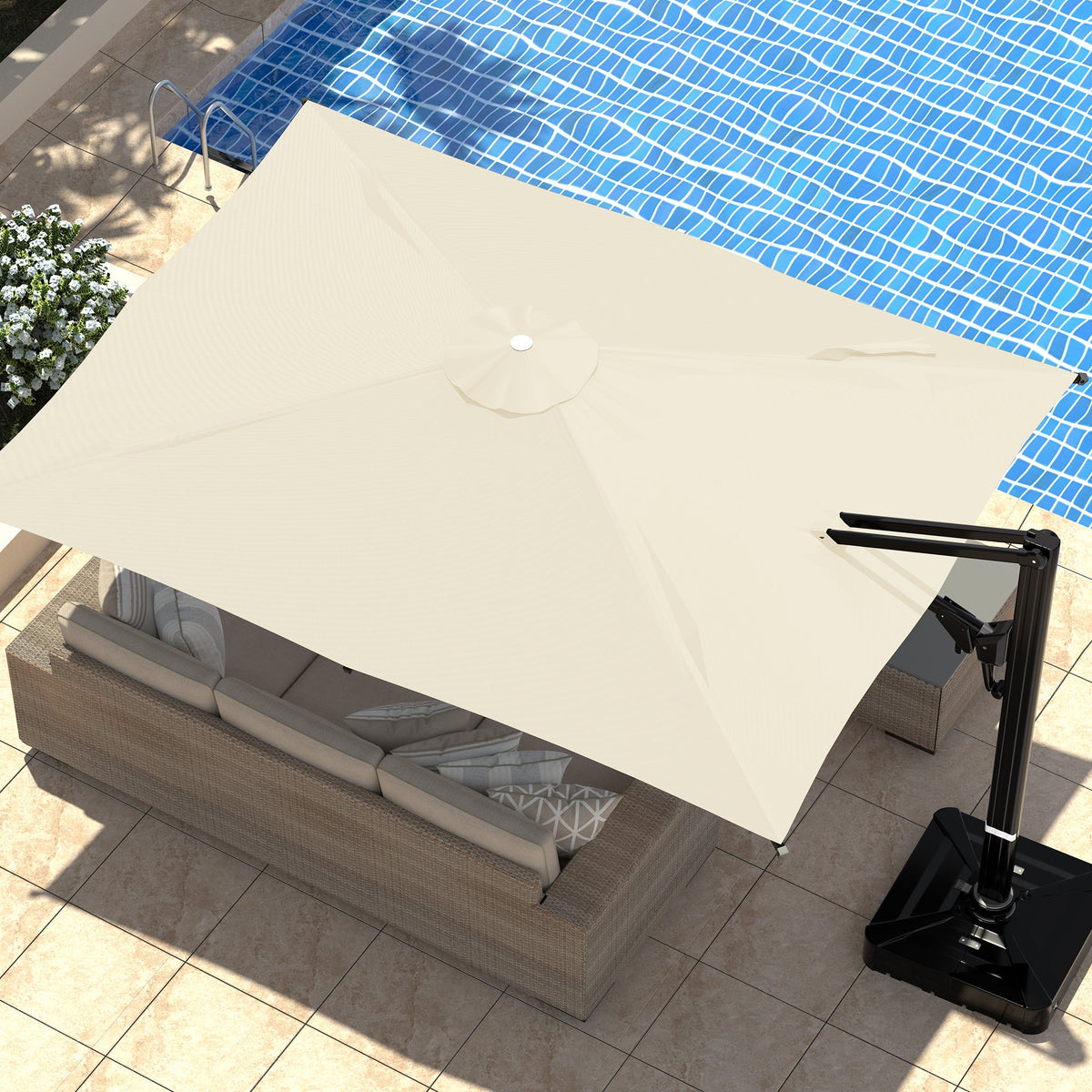 EROMMY 10 x 13 Outdoor Large Offset Umbrella, Base Excluded - Yellow