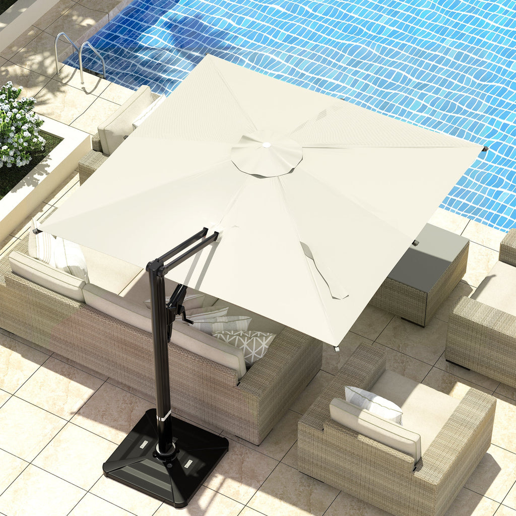 EROMMY 10 x 10 Outdoor Square Offset Umbrella with Sturdy Frame, Base Excluded - Yellow