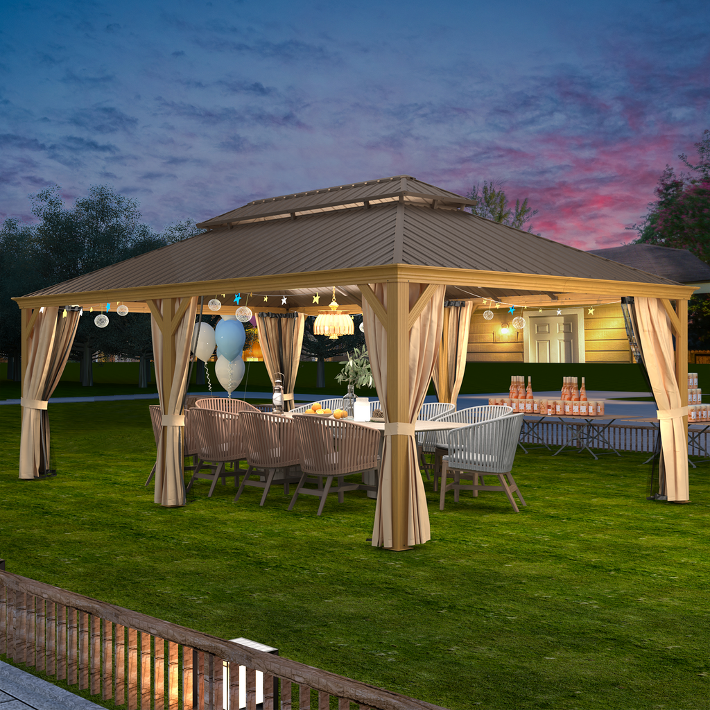 EROMMY 14X22 Hardtop Privacy Carport with Insect Screen