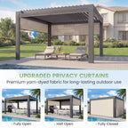 EROMMY 12' x 12' Louvered Pergola with Pull-Down Screens, Aluminum Outdoor Pergola with Retractable Roof for Patios, Decks & Backyards, Black