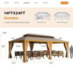 EROMMY 14X24 Outdoor Bar Gazebo with Canopy for Patio