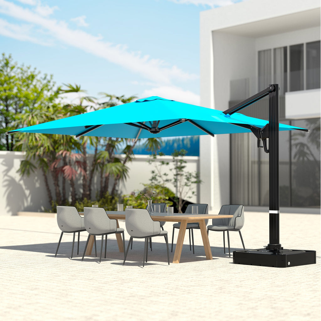 EROMMY 10 x 13 Outdoor Large Offset Umbrella, Base Excluded - Blue