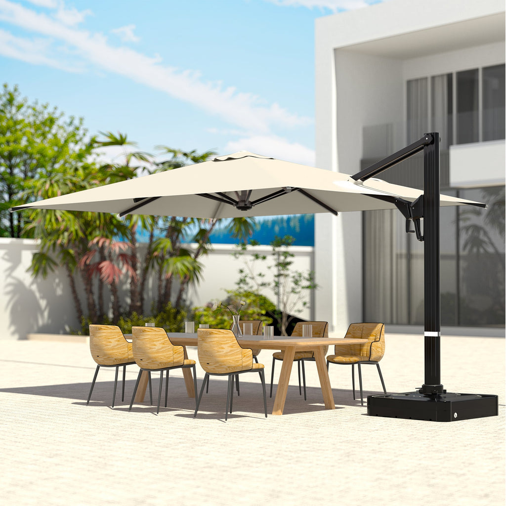 EROMMY 10 x 13 Outdoor Large Offset Umbrella, Base Excluded - Yellow
