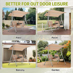 EROMMY 2-Person Outdoor Swing with Canopy, Storage Table, Cooler Bag & Cushions – Beige
