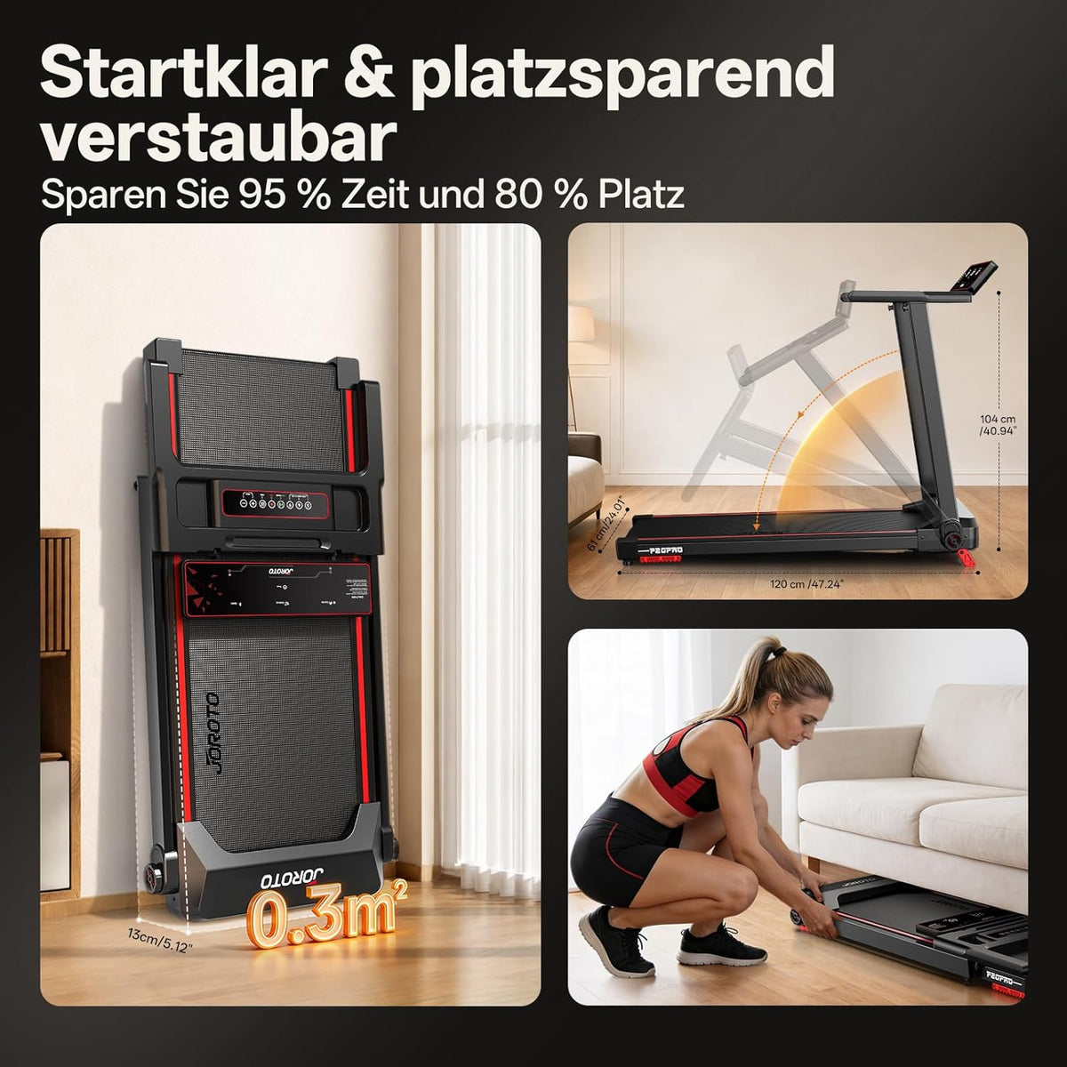JOROTO F20PRO Laufband – 8% Steigung, 2,5 PS Motor & App-Steuerung