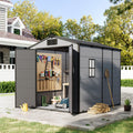 6x8 FT Outdoor Storage Shed, Weather-Resistant Shed with Lockable Double Doors & Built-In Floor, Sloped Roof Outdoor Shed for Backyard, Patio & Lawn, Gray