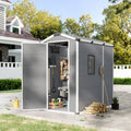 4x6 FT Outdoor Storage Shed, Weather-Resistant Shed with Lockable Double Doors & Built-In Floor, Sloped Roof Outdoor Shed for Backyard, Patio & Lawn, Gray