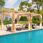 EROMMY 10X20 Louvered Pergola with Independent Adjustable Roof – Wood Grain