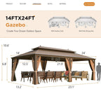 EROMMY 14X24 Hardtop Privacy Gazebo with Insect Screen