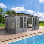 EROMMY 12X18 Solarium Room for 4 Season with Sliding Door – Grey