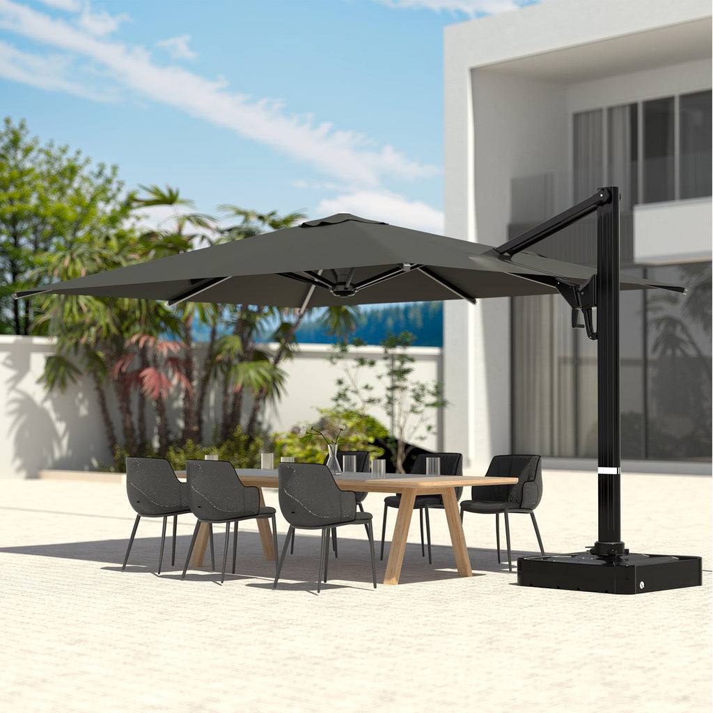 EROMMY 10 x 13 Outdoor Large Offset Umbrella, Base Excluded - Gray